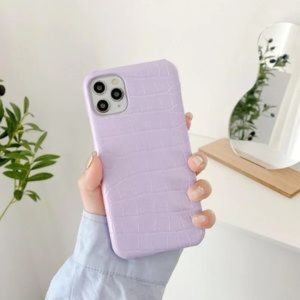 iPhone 11 Pro Max purple faux crocodile print case
